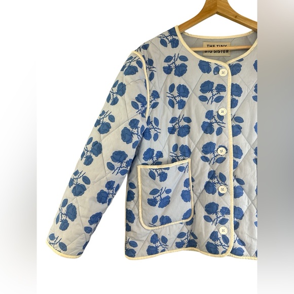 The Tiny Big Sister “Rodeo Roses” Blue Floral Quilted Jacket - Picture 5 of 12